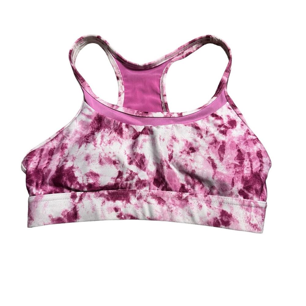 Juicy Couture Pink and White Tie Dye Sports Bra Size Small